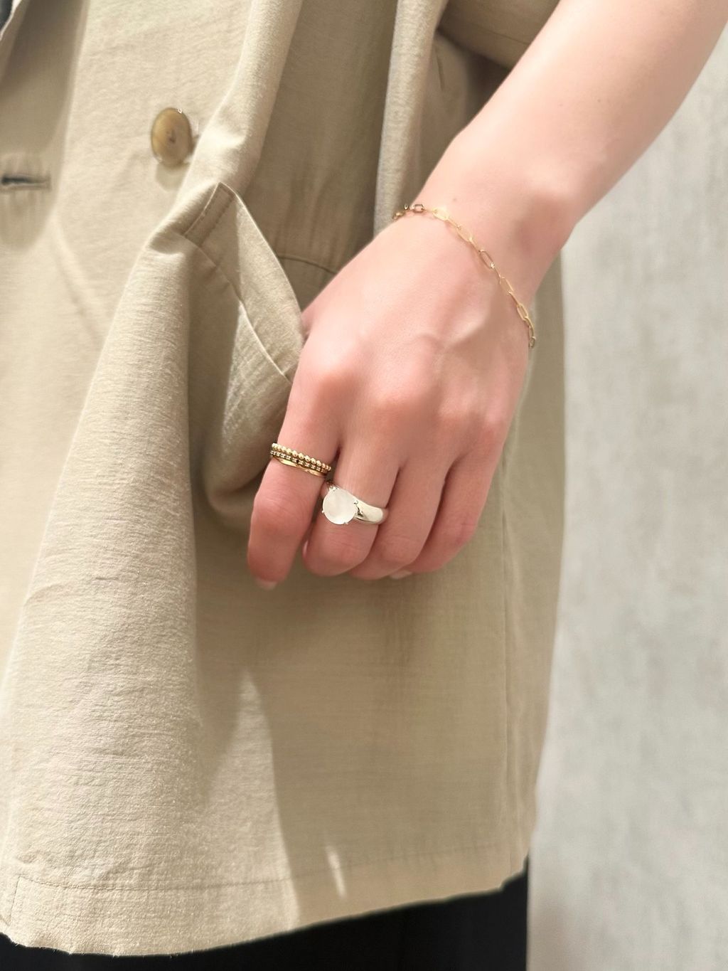 WEB限定》【SAMH by LILAS】ホワイトトパーズフープピアスK18GP（両耳