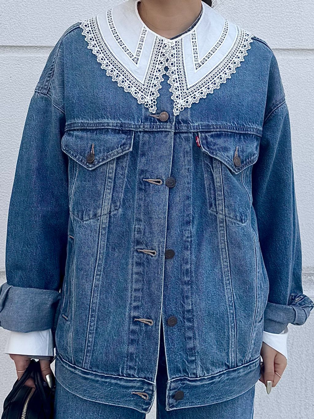 予約》［26SS新作］別注【LEVI'S】COLLARLESS XL TRUCKER：デニム