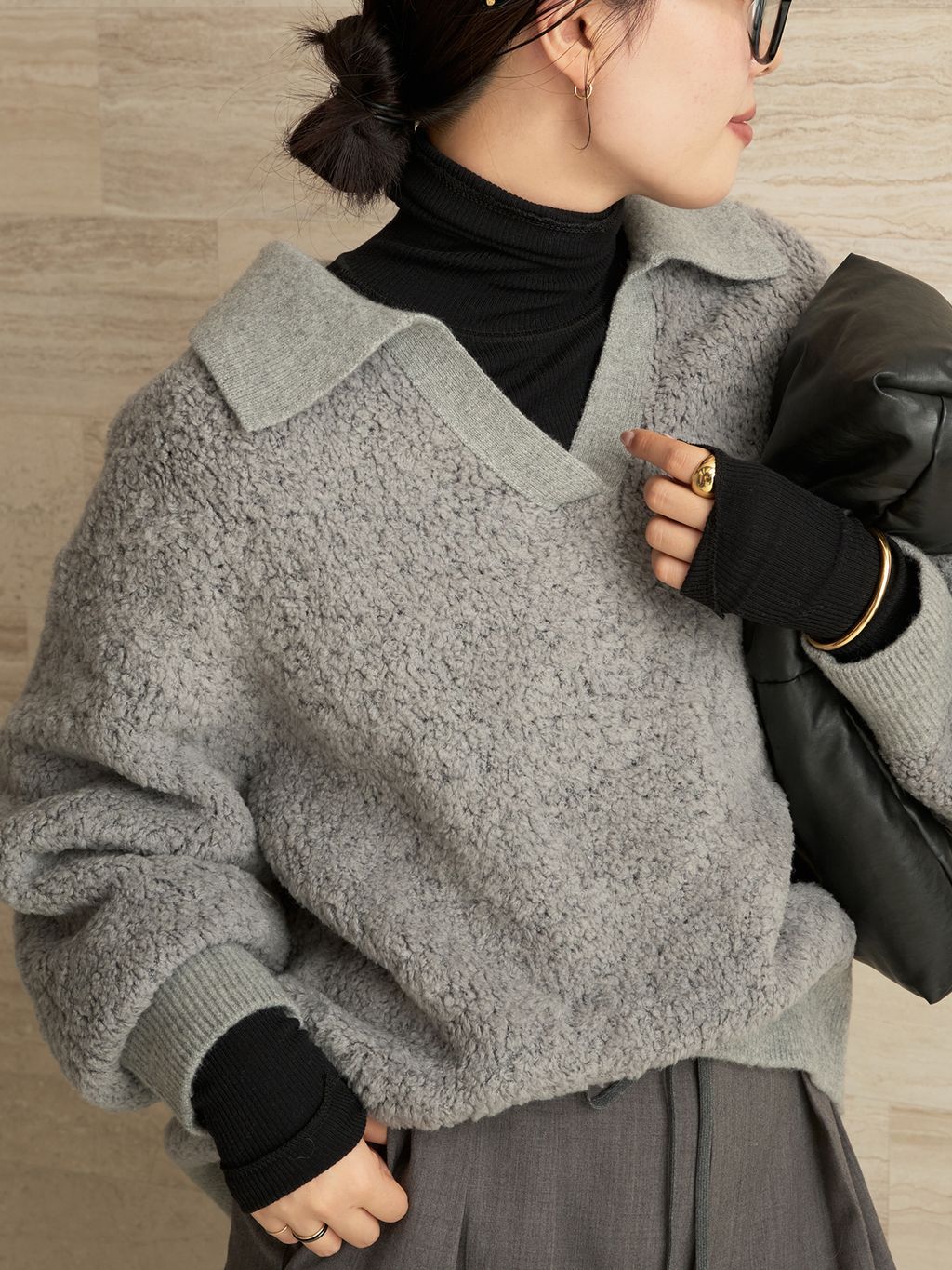 しらこさん専用　plage 追加予約》super100s jersey turtle ニットのコーディネートスナップ