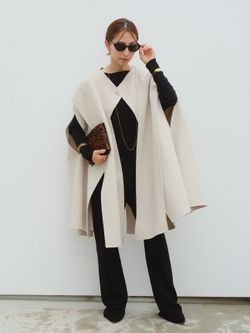 ヴェルメイユパーイエナ ダブルフェイスショートマントコート　ポンチョ ストール 予約》マントコートのコーディネートスナップ（S.Risa）｜VERMEIL par