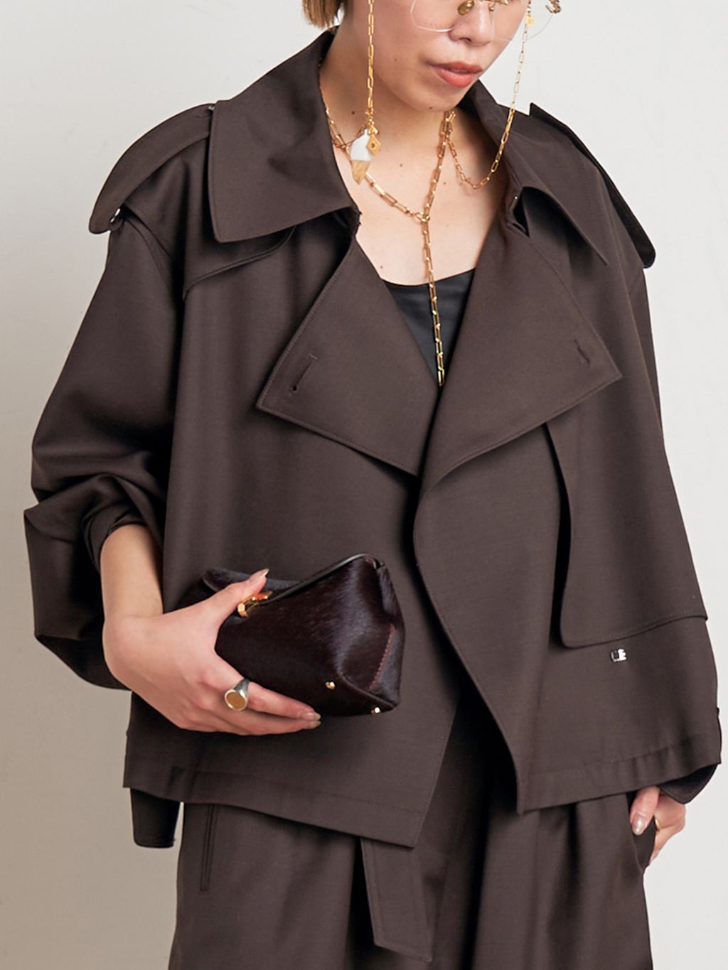 MINITZ/ミニッツ】別注SHORT TRENCH JACKETのコーディネートスナップ