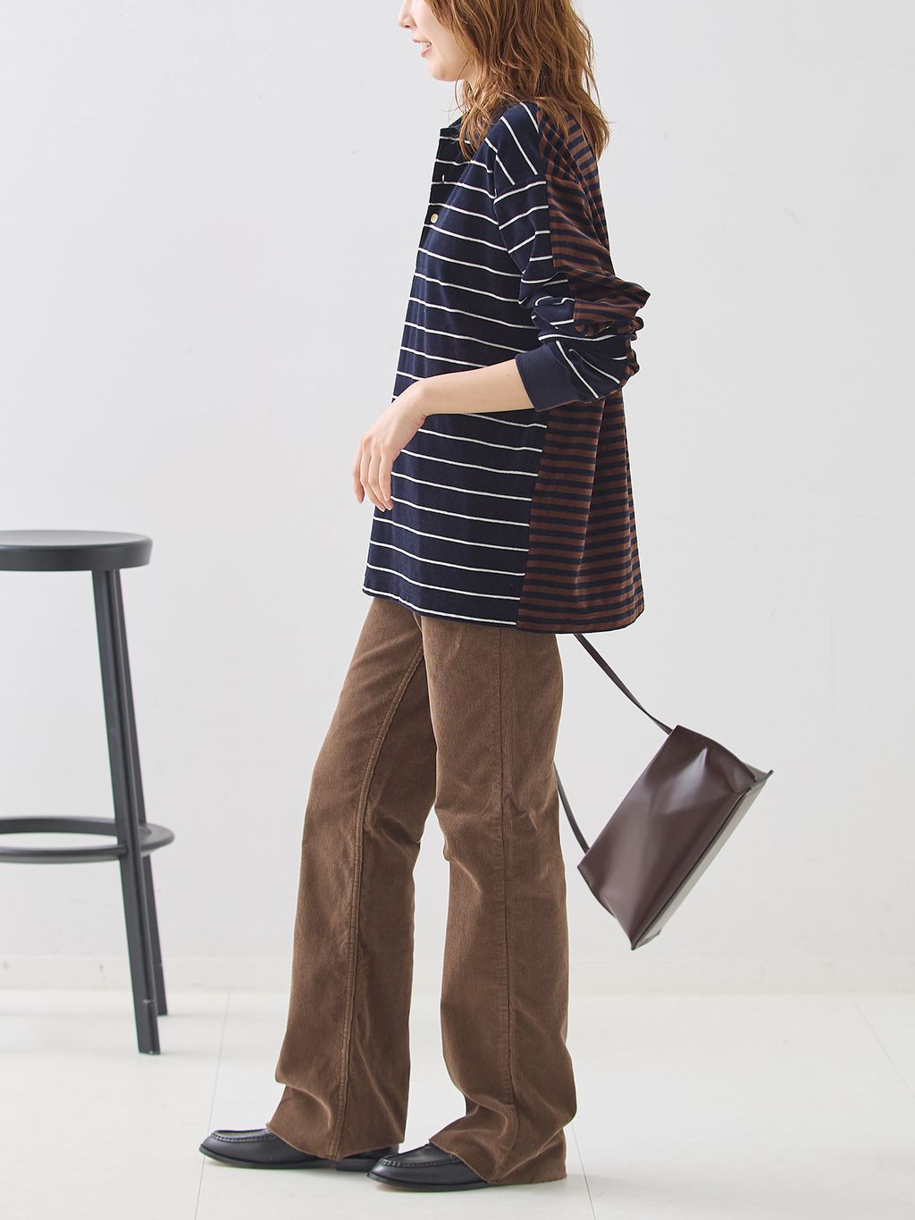 INSCRIRE/アンスクリア Velvet Border W Polo Shirt シャツの