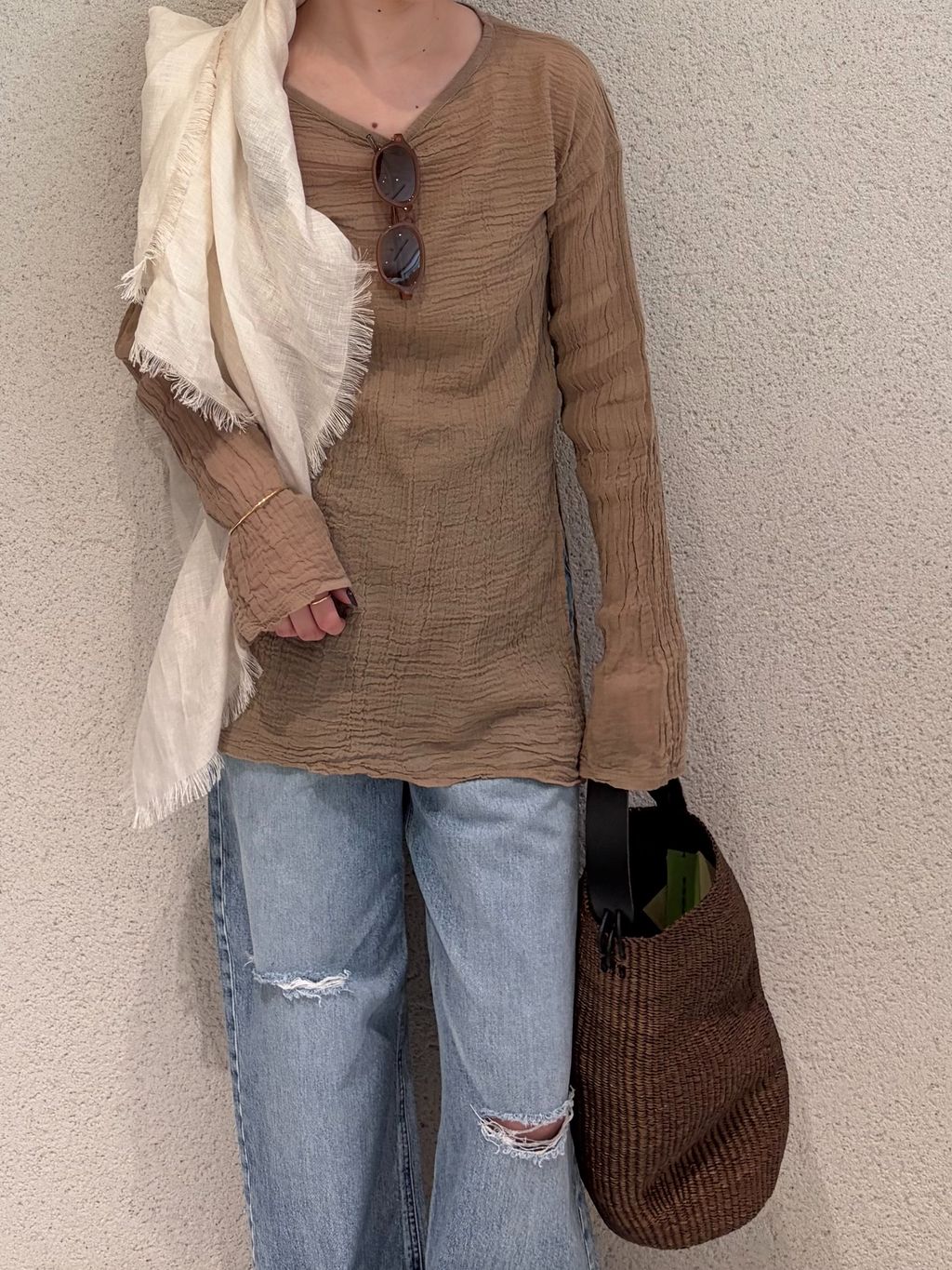 LES ATELIERS FRANCAIS DE CONFECTION 別注 SLIT ブラウスの