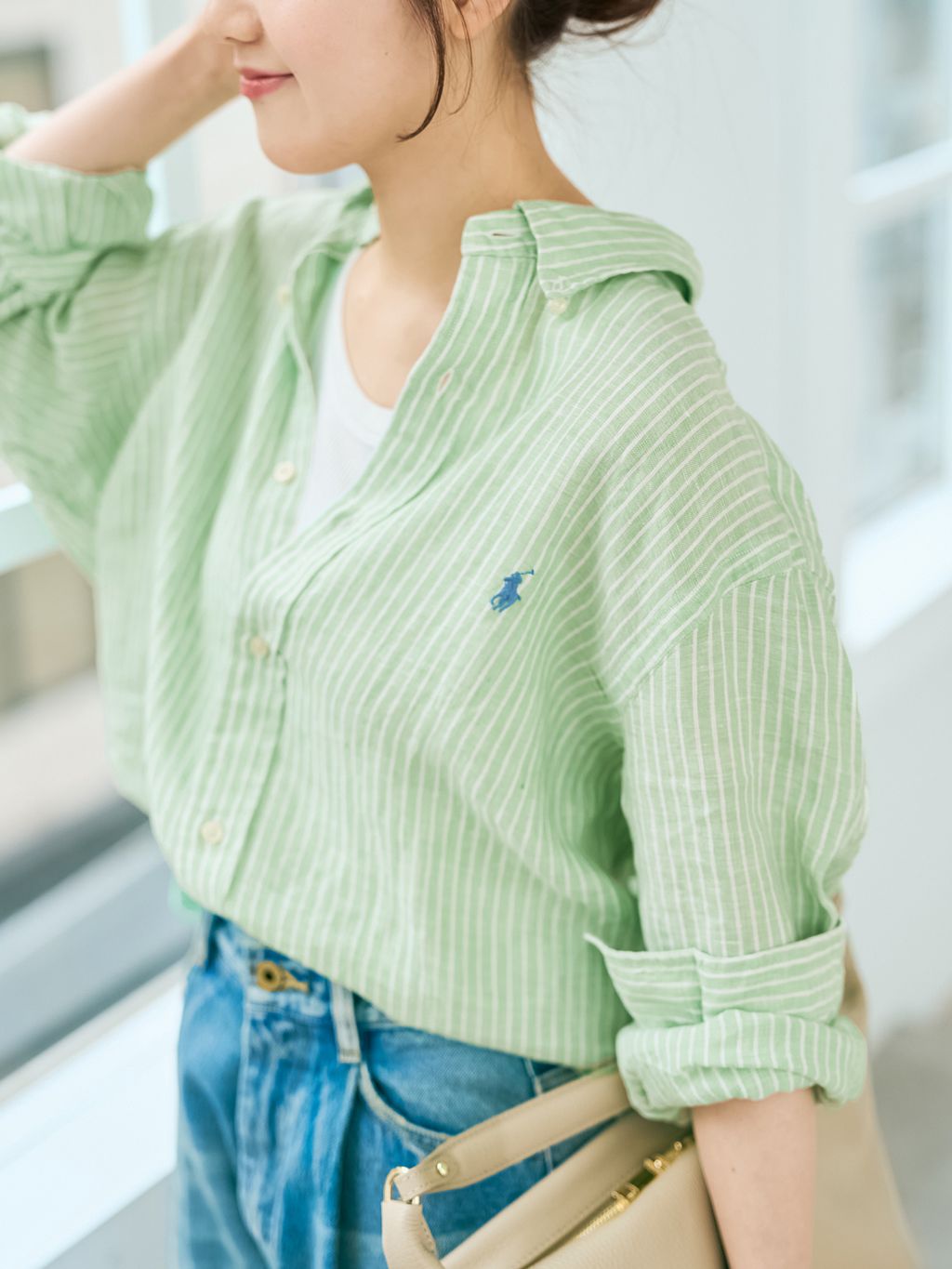 【このっぺ】U by SPICK&SPAN ★ ポロラルフローレン POLO RALPH LAUREN/ポロ ラルフ ローレン LINEN STRIPE SPORT SHIRTSの
