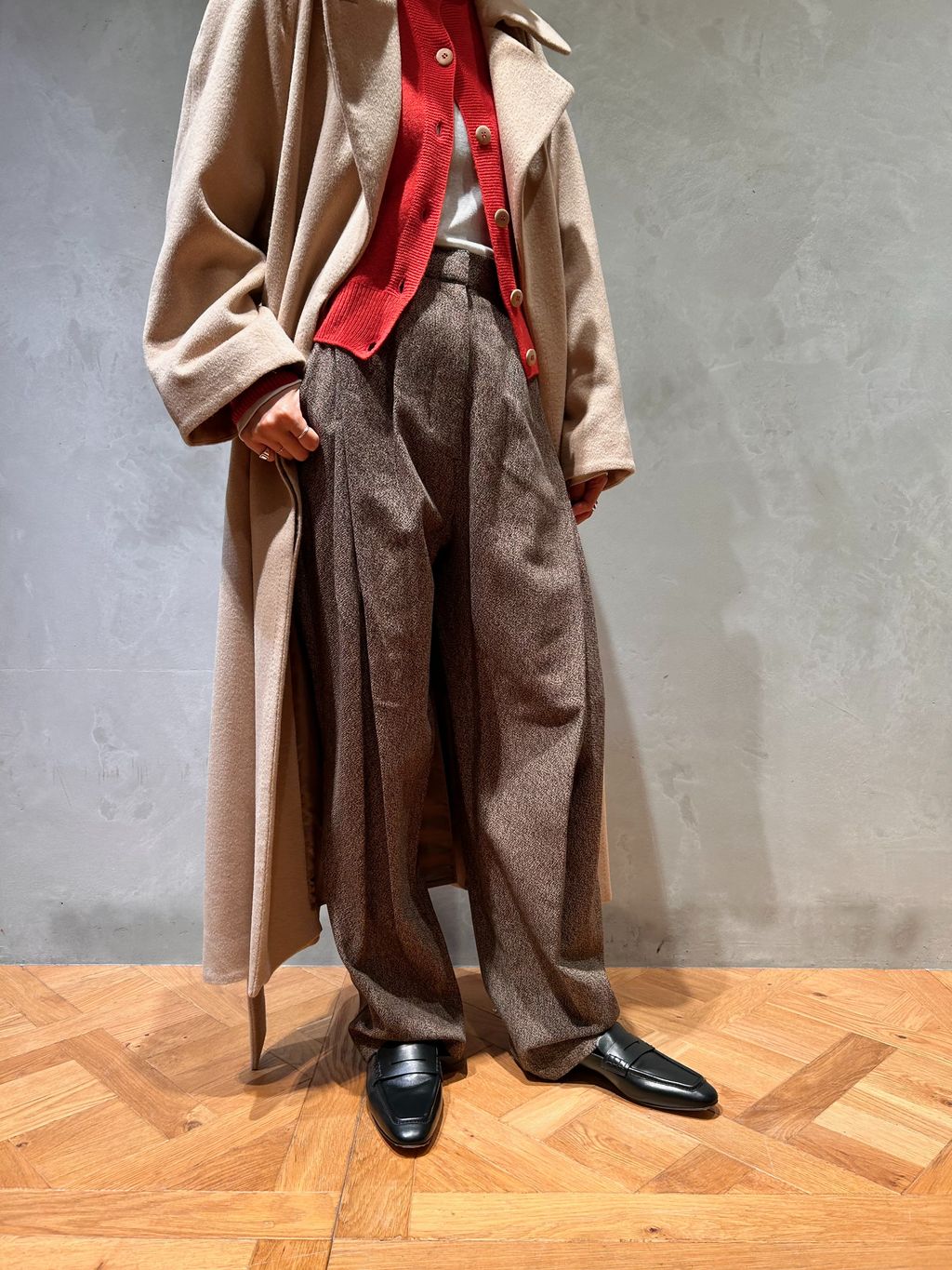 IENA LA BOUCLE キャメルシャギーコートのコーディネートスナップ