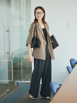 WEB限定/追加》リネンレーヨンハーフスリーブジャケットの