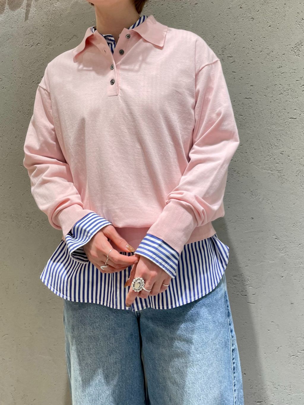 Spick＆Span Emil cotoni ポロシャツニット ピンク Emil cotoni ポロシャツニットのコーディネートスナップ（miki