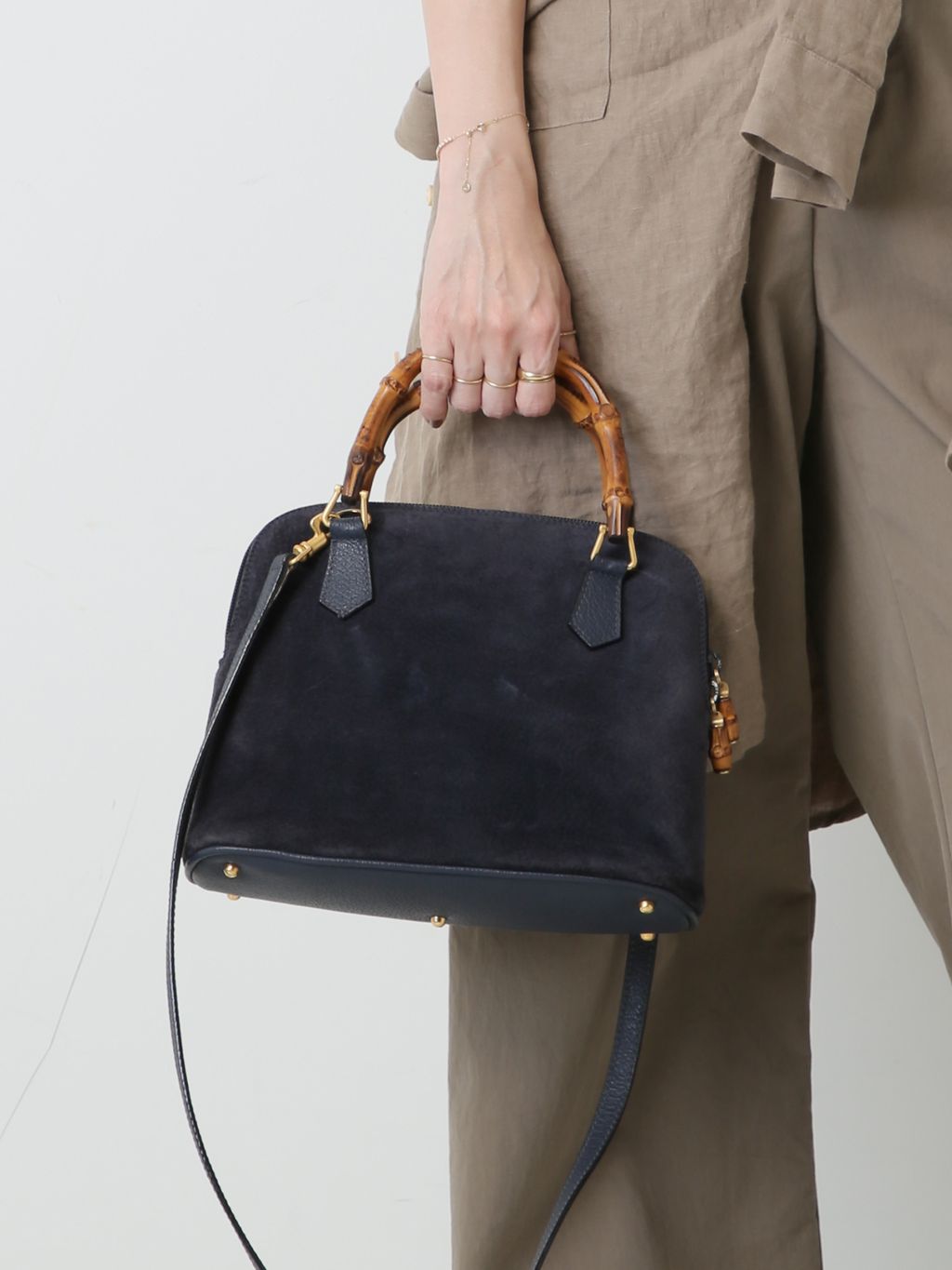 ✨GUCCI✨グッチ✨バンブー✨2WAY✨スエード✨ヴィンテージ✨トートバッグ✨ VINTAGE GUCCI/グッチ】Bamboo ハンドバッグ 2way suedeの