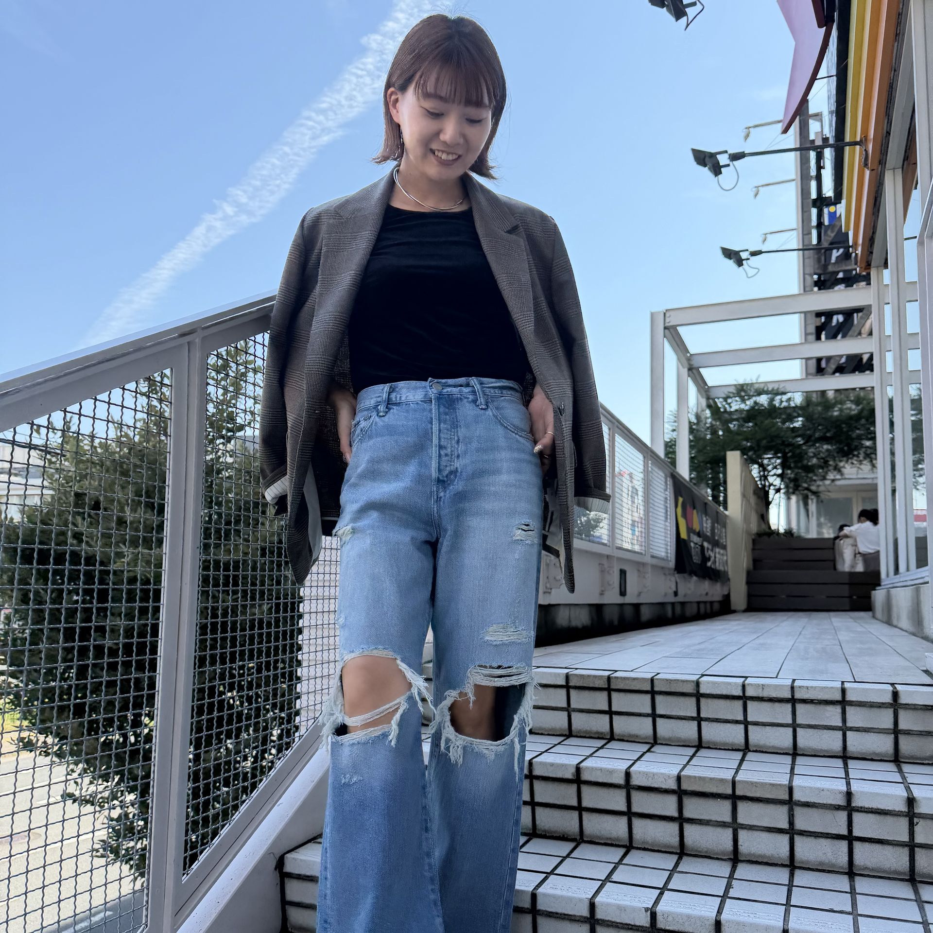 EO / イオ】 pearl mix long necklaceのコーディネートスナップ（TSUNO 