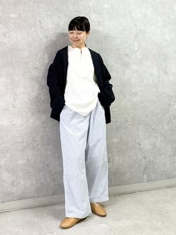 VAS-Y LENTEMENT】 POPLIN STRIPE EASY PANTSのコーディネートスナップ