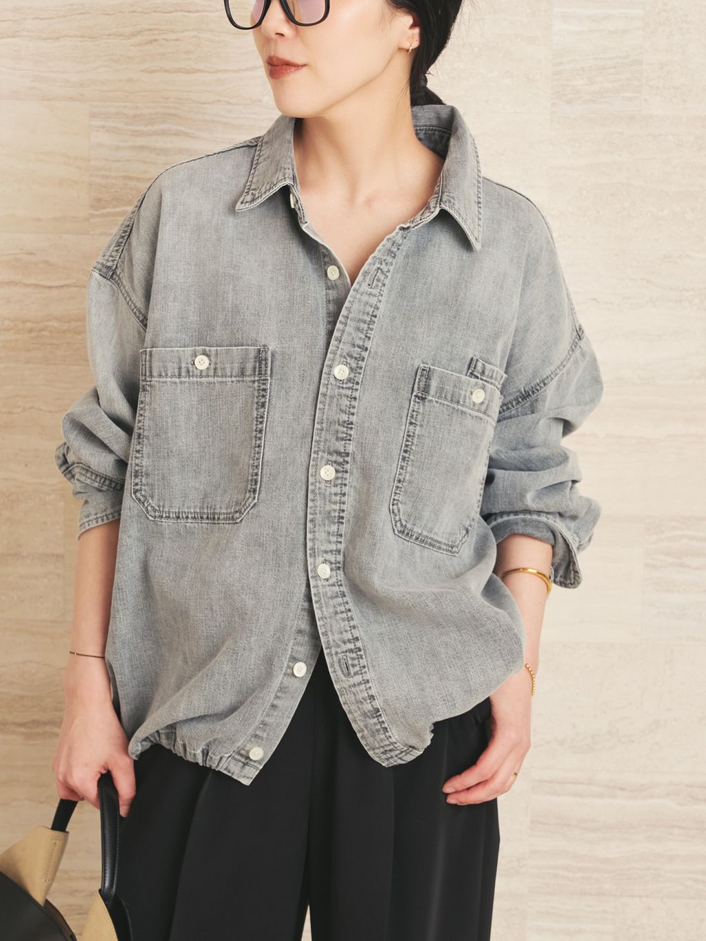 予約》ballon denim シャツのコーディネートスナップ（midori）｜Plage
