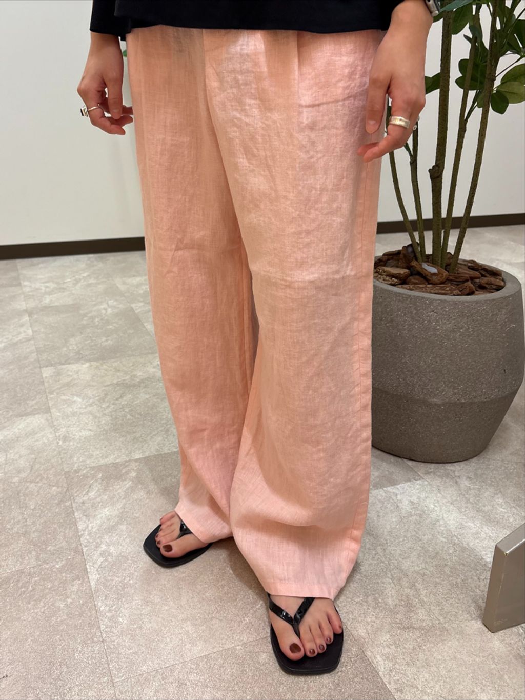 パンツ minou 追加2》《S/Mサイズ展開》手洗い可 / フレンチリネンストレートパンツ