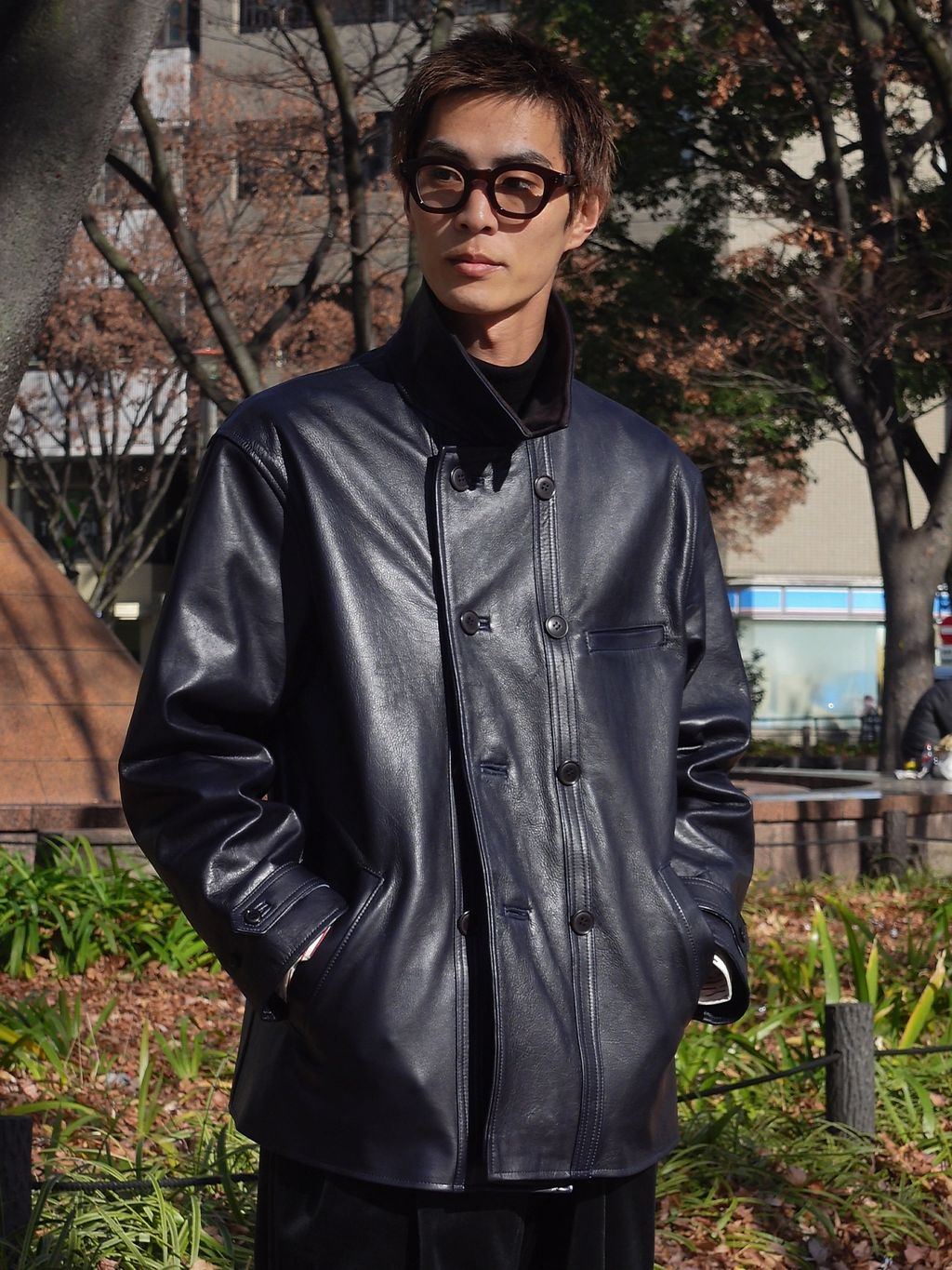 L`etiquette × EDIFICE】Le Corbusier レザー ジャケットの