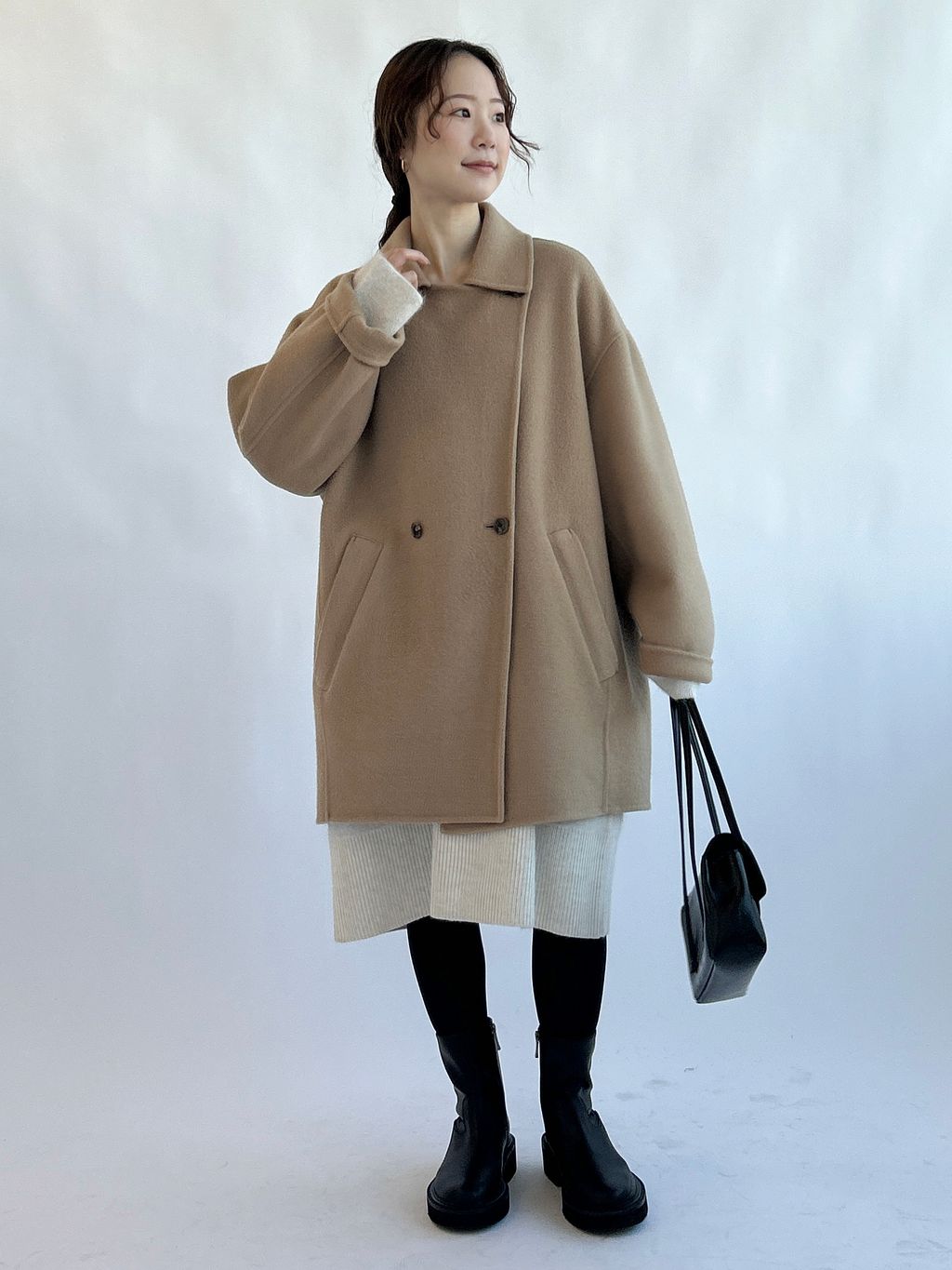 シリーズあり/追加》souple wool ダブルフェイスミドルコートの