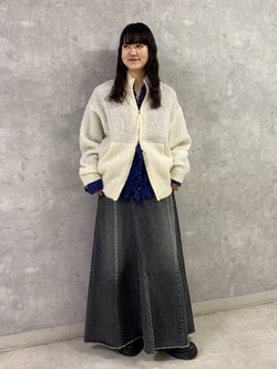 シャーリングチェック フリルブラウスのコーディネートスナップ（A.S