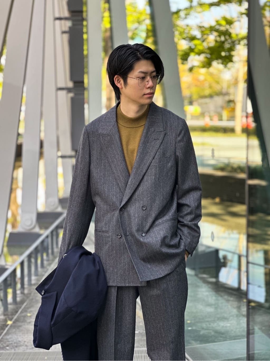 美品 マッキントッシュ ロロピアーナ ダンケルド グレー 38 L ベルト付 MACKINTOSH(マッキントッシュ) 別注 DUNKELD/ダンケルド BT Loro Piana