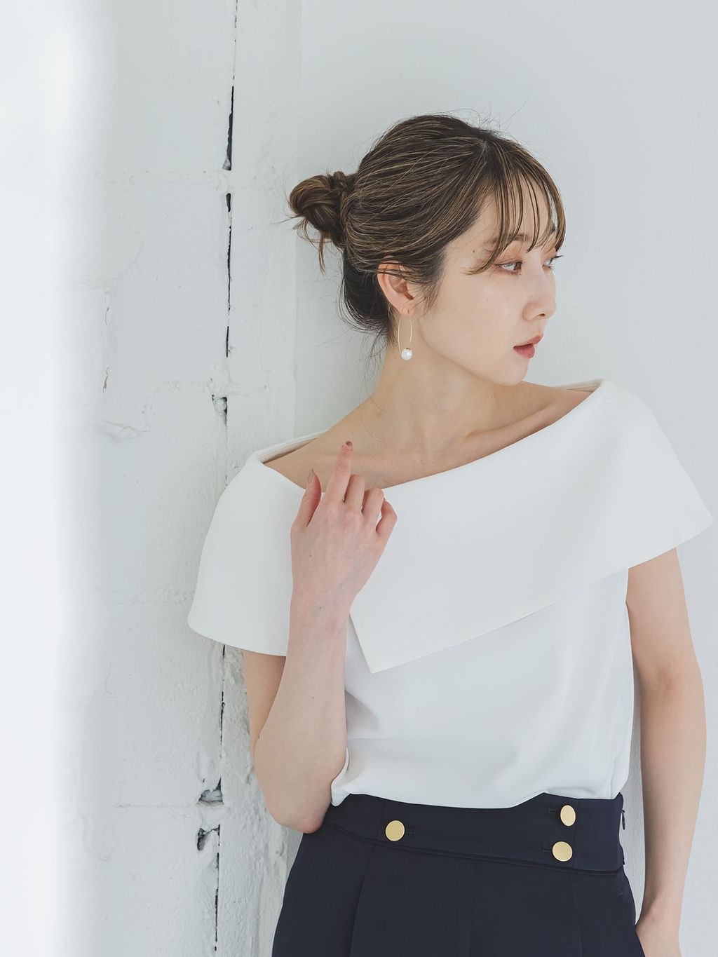 WEB・ルクア大阪店限定追加》【洗える】ソフトツイルケープブラウスの
