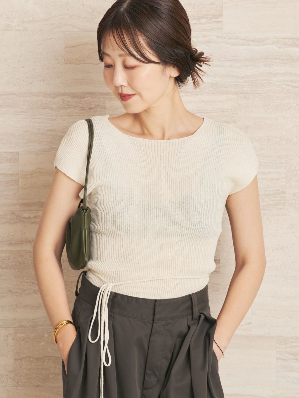 le / ル 別注 RIBBED CAP SLEEVELESS KNIT トップスのコーディネート