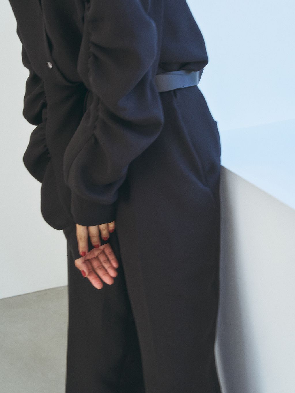 ギャザーソデシャツオールインワンのコーディネートスナップ（morita