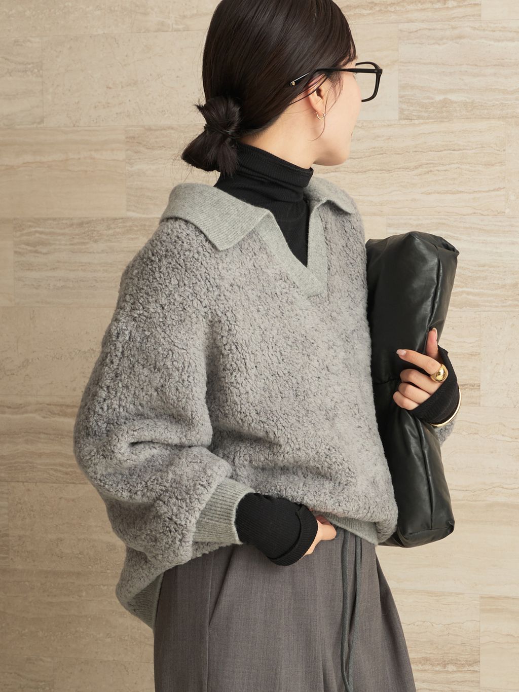 追加》super100s jersey turtle ニットのコーディネートスナップ（risa