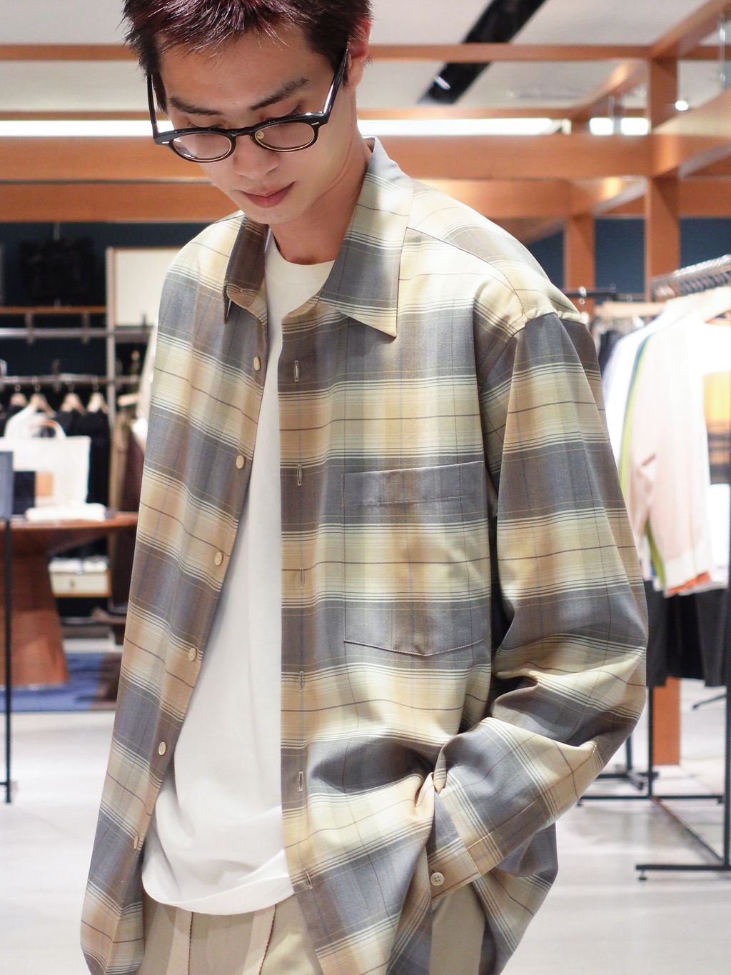 AURALEE (オーラリー) SUPER LIGHT WOOL CHECK SHIRTのコーディネート