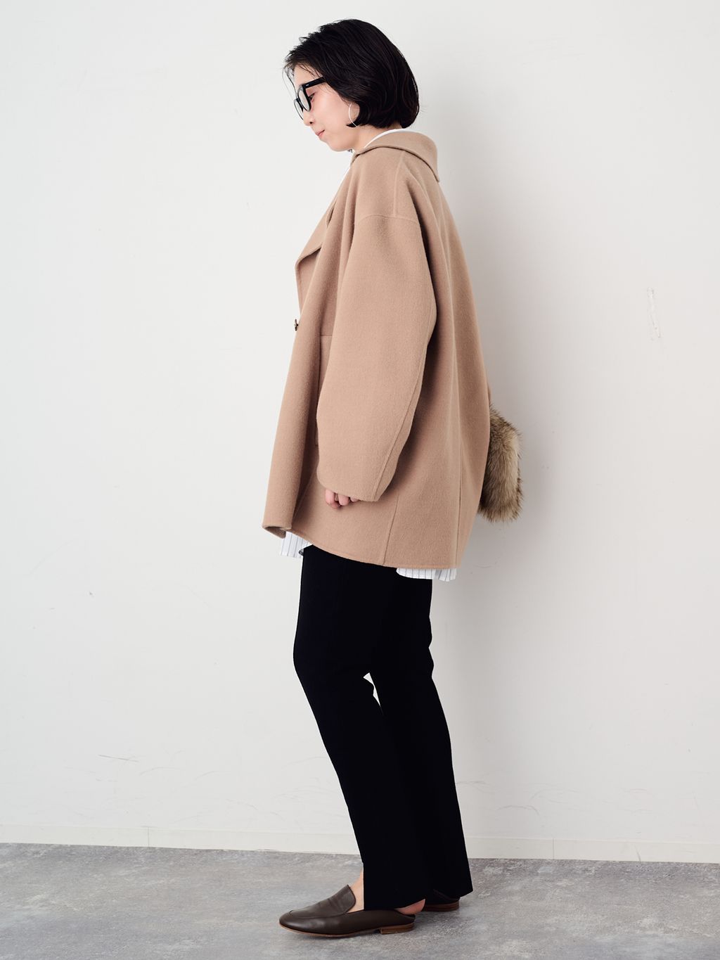 シリーズあり/追加予約》souple wool ダブルフェイスミドルコートの
