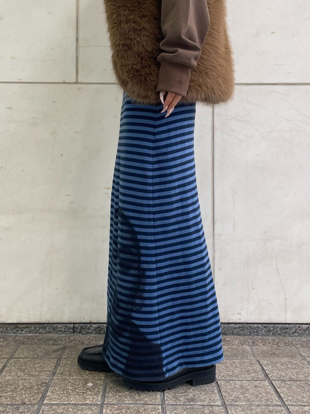 予約追加3》ボーダープリントスカートのコーディネートスナップ（sae