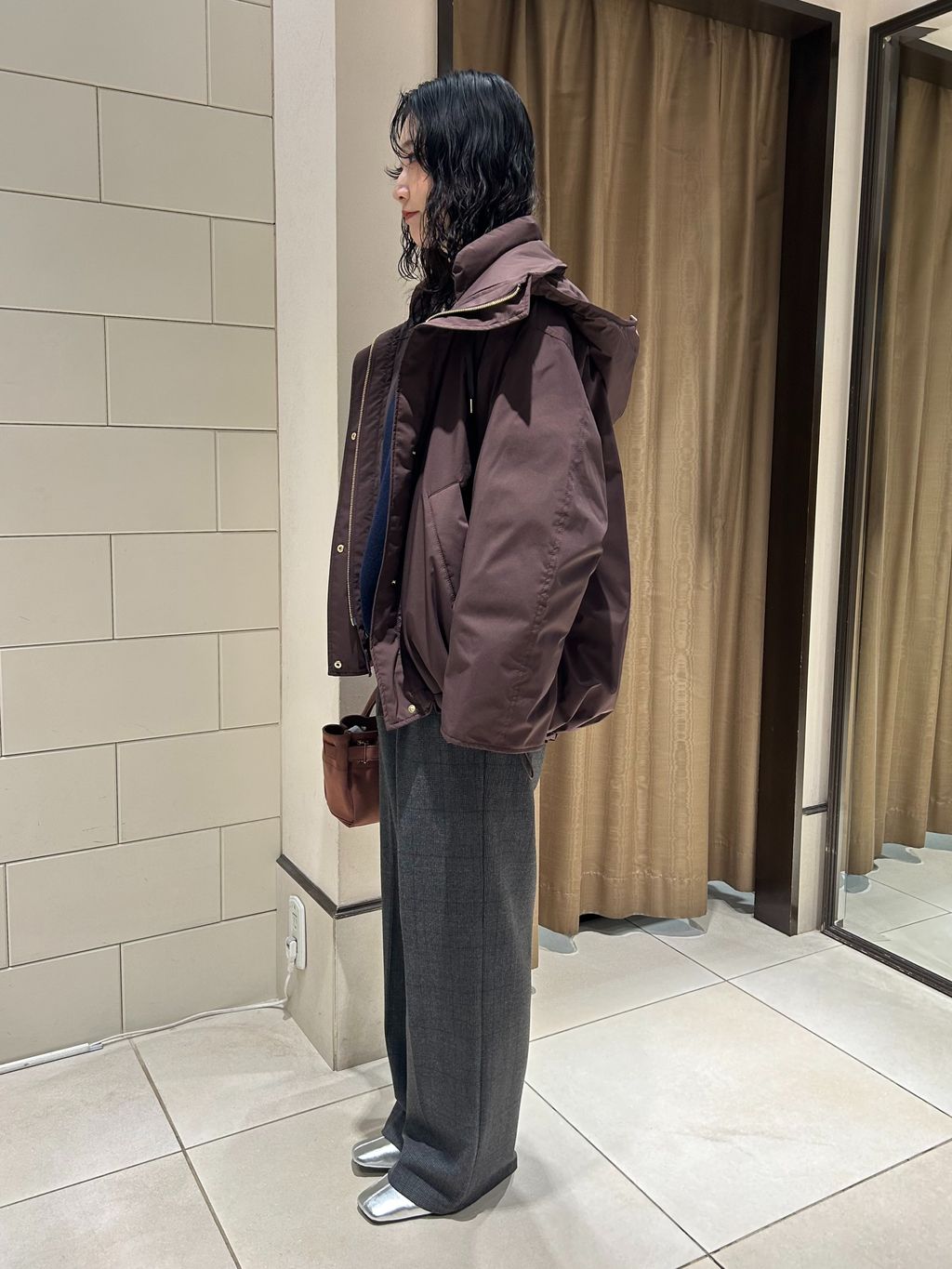 2WAY撥水ダウンハーフコートのコーディネートスナップ（honoka
