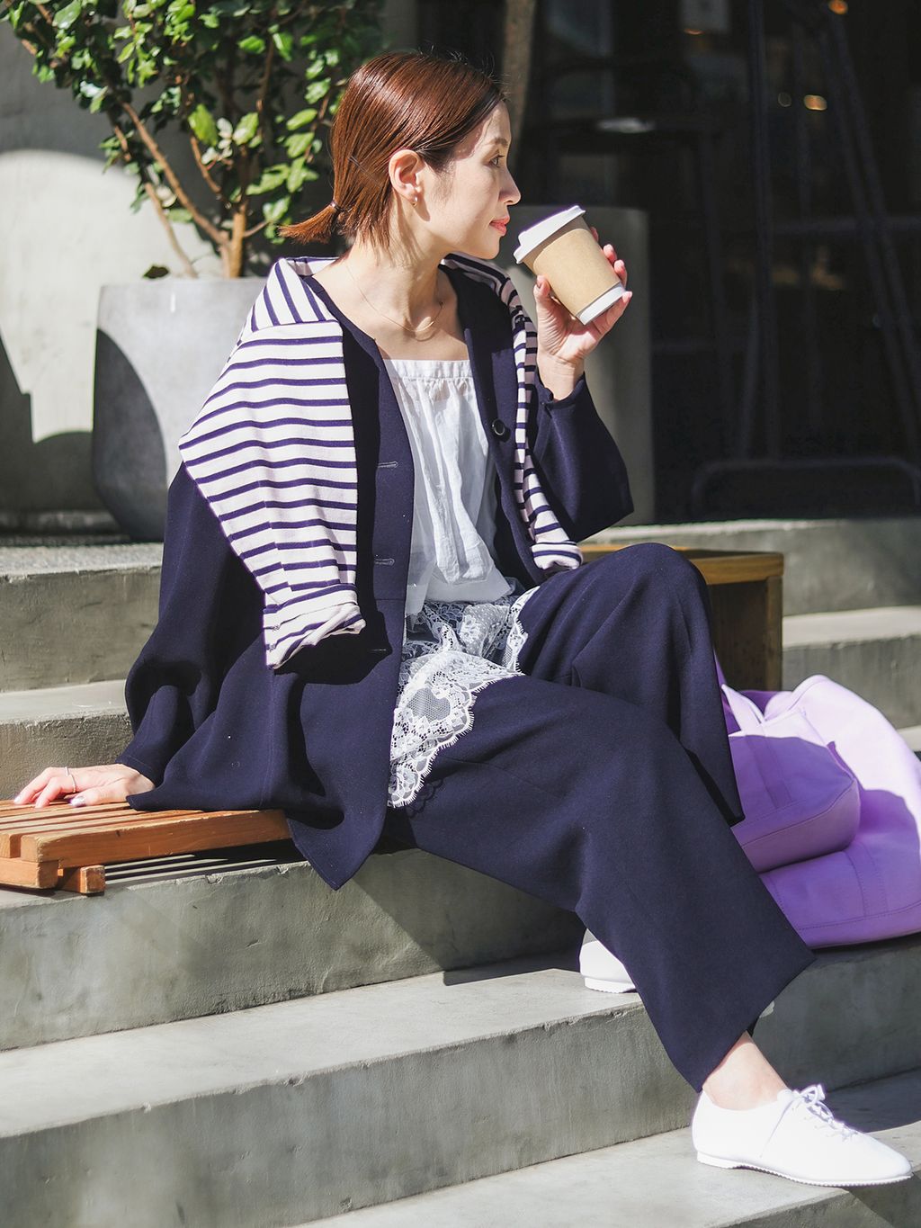 &NAVY ジョーゼットペプラムブラウスのコーディネートスナップ（Suzy