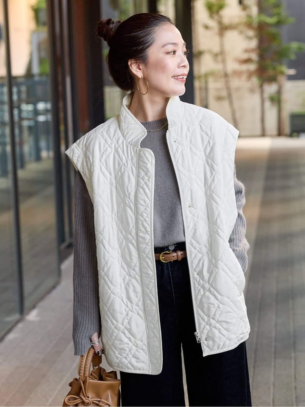 ウォッシャブル / レイヤードキルティングブルゾンのコーディネート