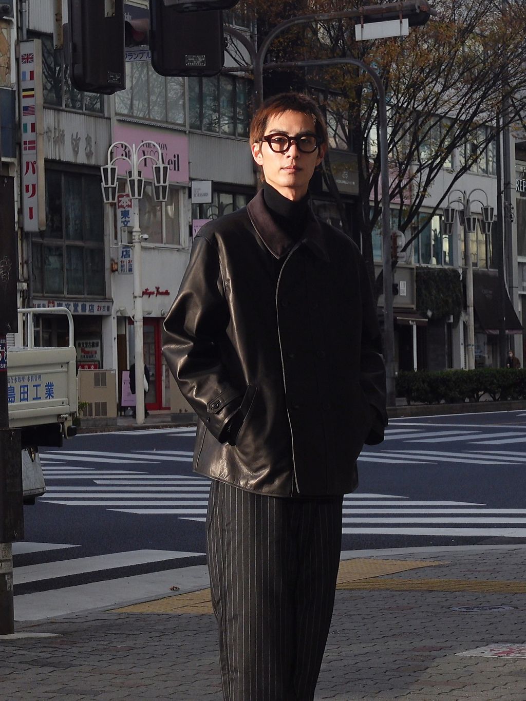 L`etiquette × EDIFICE】Le Corbusier レザー ジャケットの