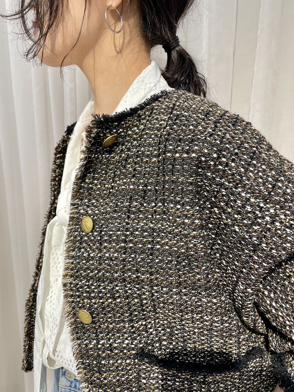 予約》GIOLICA TWEED ドルマンジャケットのコーディネートスナップ