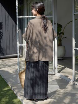 セットアップ対応可》リネン混ハーフスリーブジャケットの