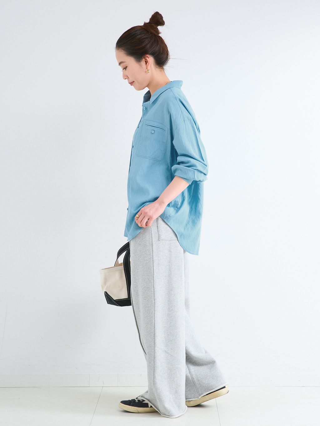 予約》手洗い可 / シアーヘザーオーバーシャツのコーディネート