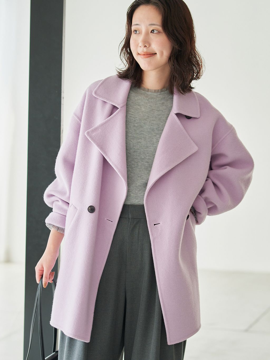 シリーズあり/追加予約》souple wool ダブルフェイスミドルコートの