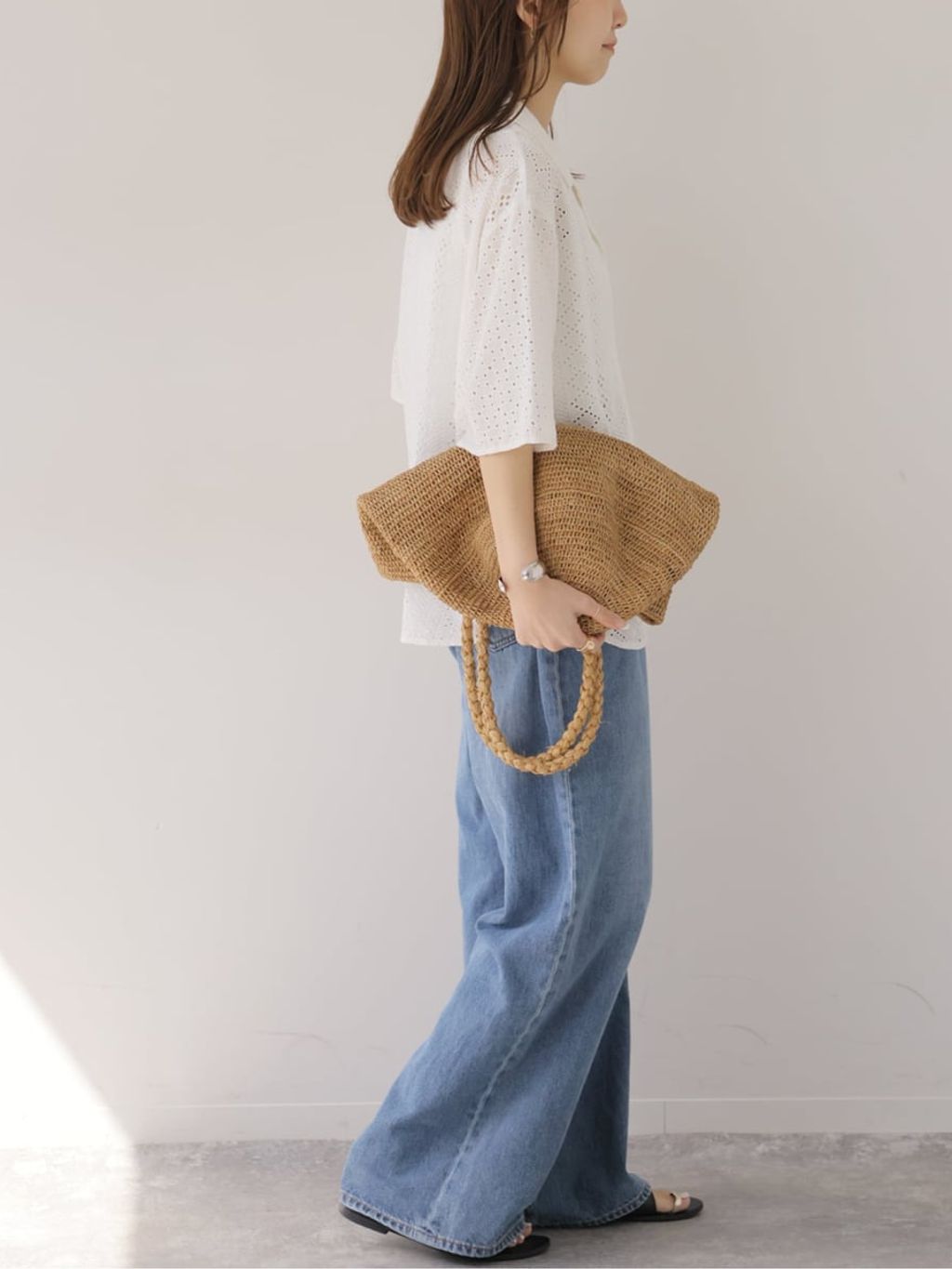 一部WEB限定追加》コットンカットワーク刺繍開襟シャツの