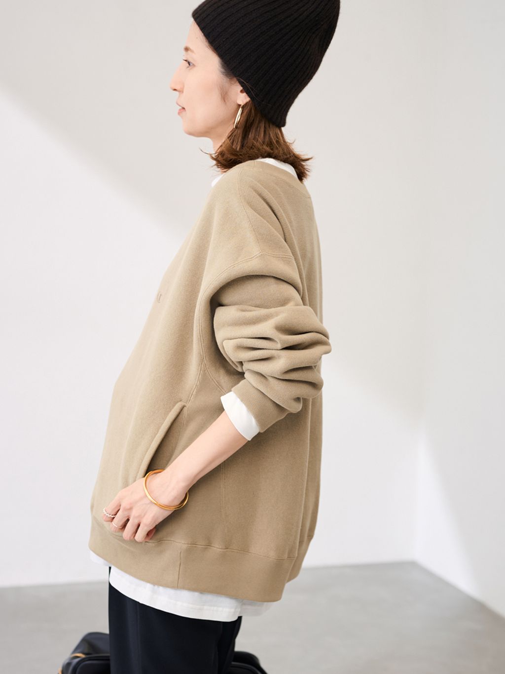 Champion 別注製品染めREVERSE WEAVEポケットのコーディネートスナップ