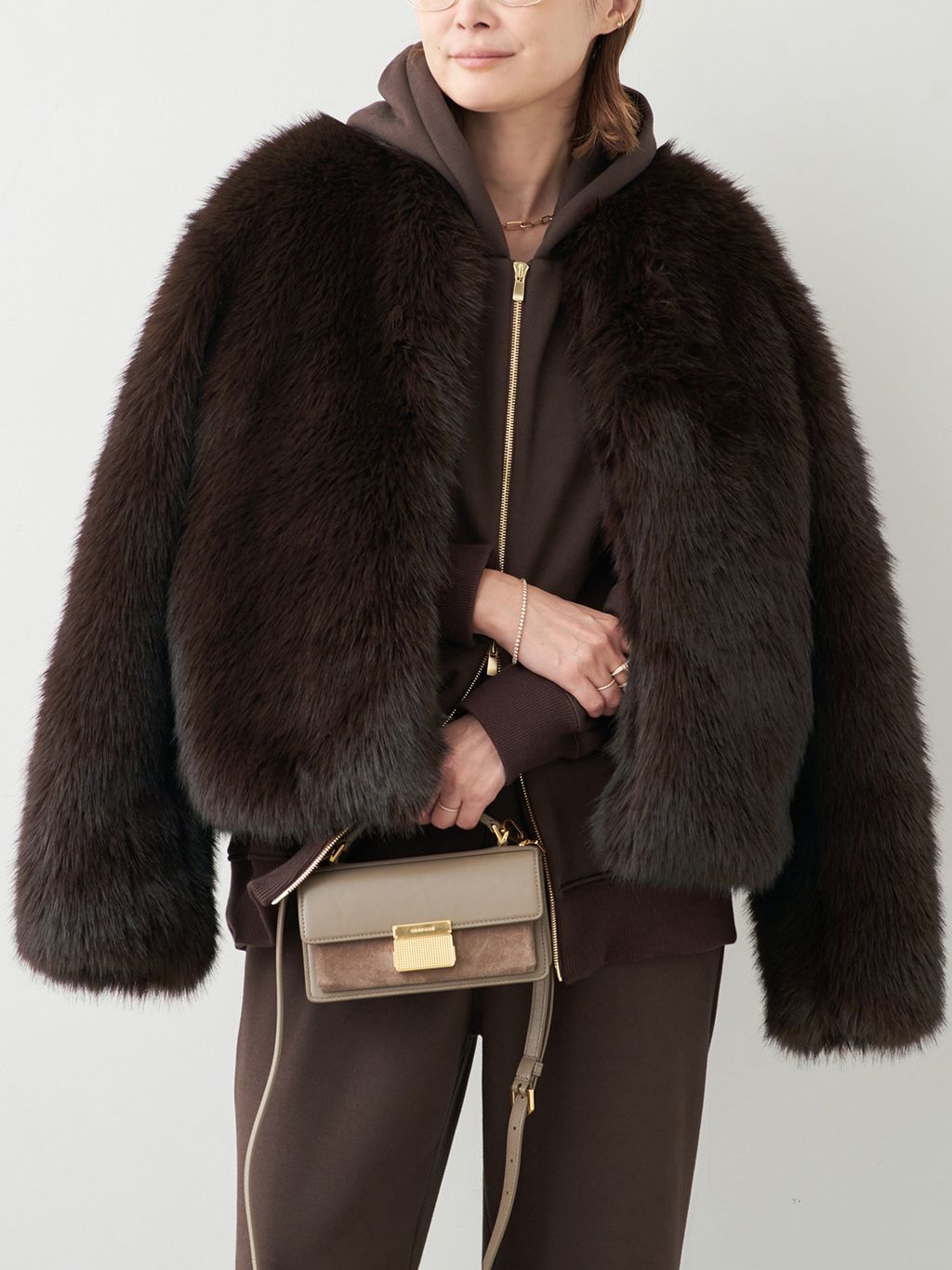 Anna Fur ジャケットのコーディネートスナップ（MIZU）｜Deuxieme