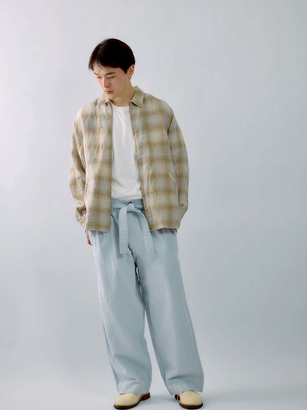 Stead / リネン オンブレ ジップ シャツのコーディネートスナップ