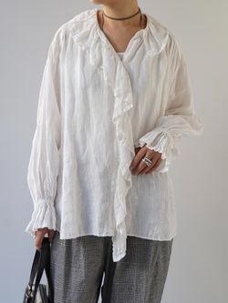 追加2》フレンチリネン フリルパフブラウスのコーディネートスナップ