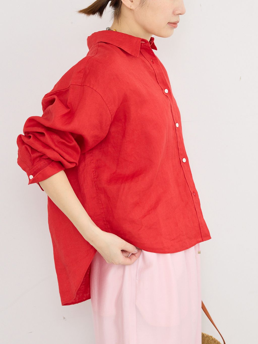 予約》リネンワイドショートシャツのコーディネートスナップ（Suzy