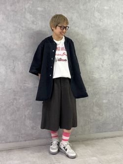 リネンヘリンボン ハーフパンツのコーディネートスナップ（E.M