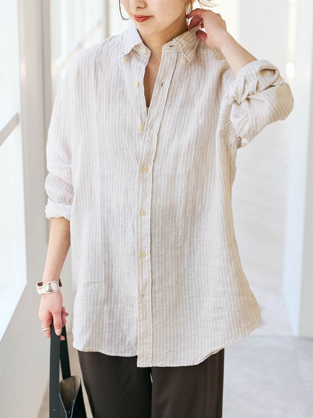 POLO RALPH LAUREN/ポロ ラルフ ローレン LINEN STRIPE SPORT SHIRTSの