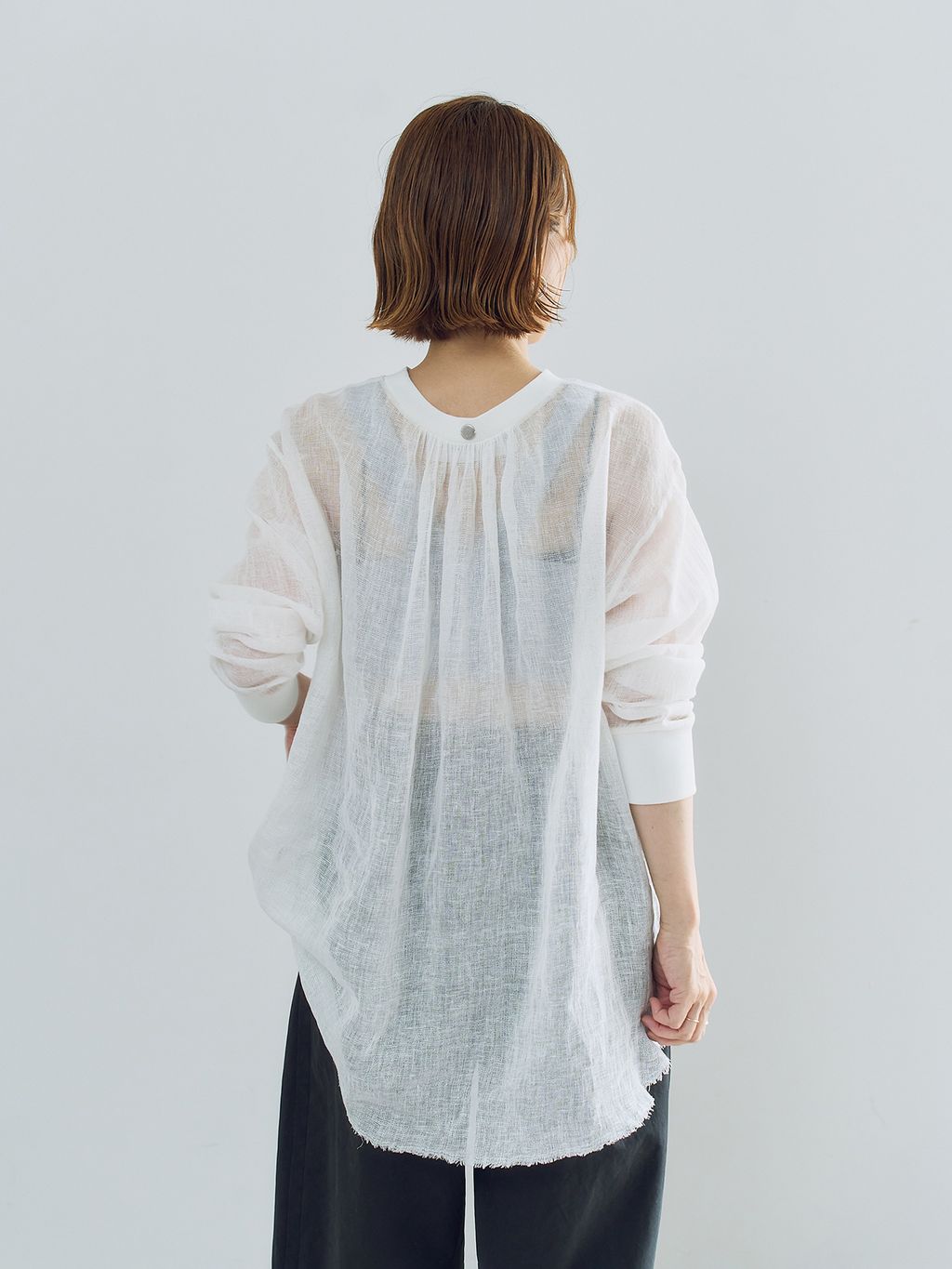予約》LINEN MESH T-BLOUSE / リネンメッシュTブラウスの