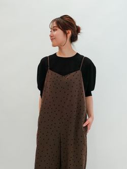 スピックアンドスパン フロッキードット柄サロペット Spick＆Span