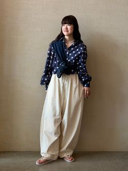 サキソニーチェック サルエルパンツのコーディネートスナップ（A.S