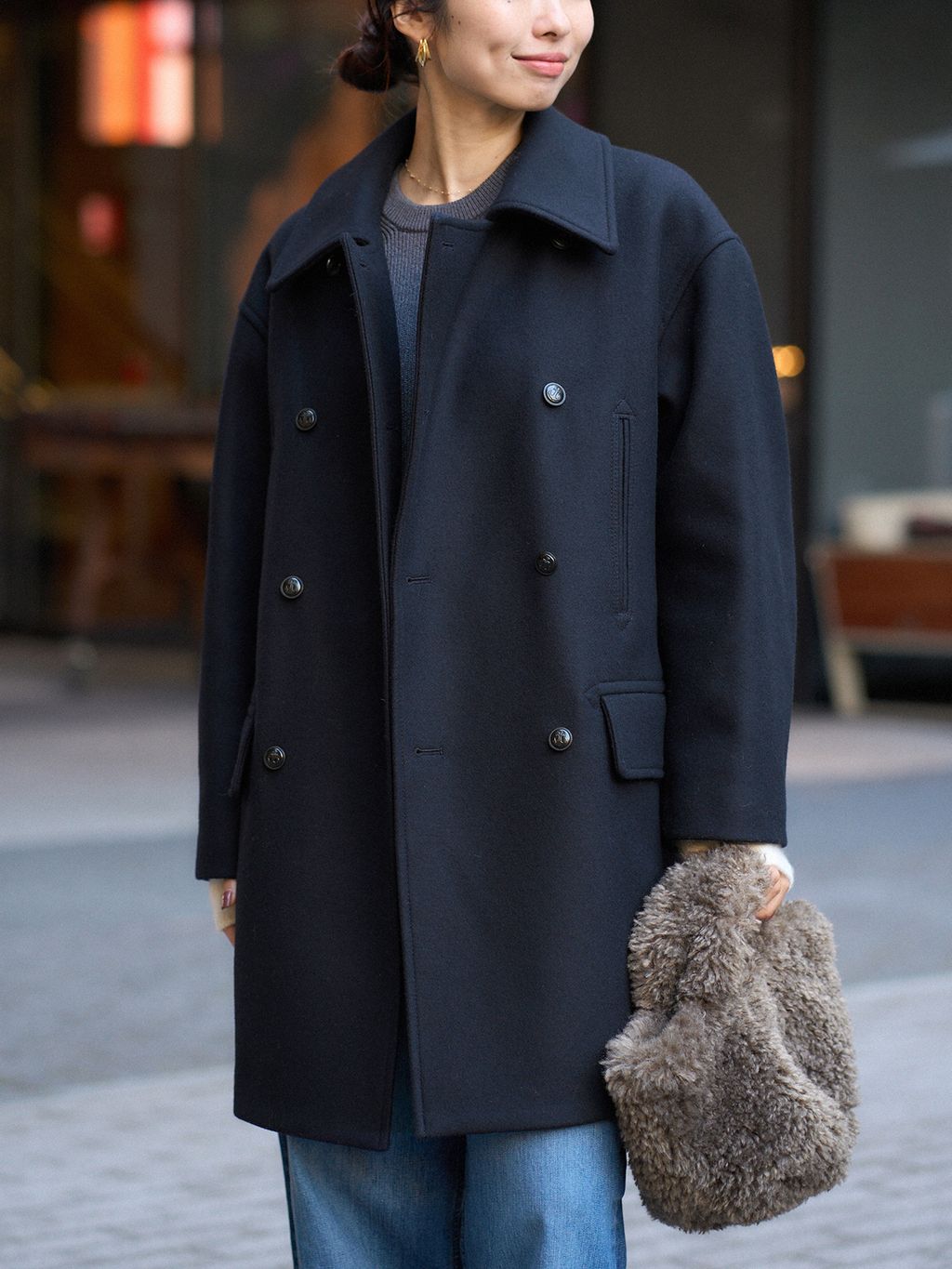 VERMEIL par iena ウールメルトンPコート ネイビー 38 ヴェルメイユ