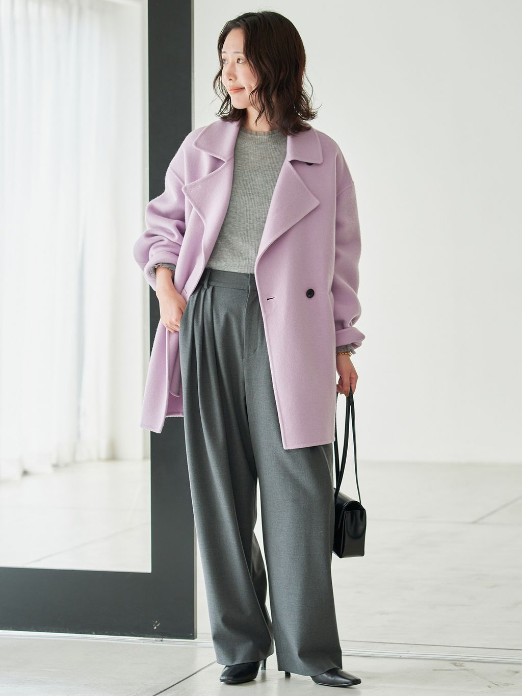 シリーズあり/追加予約》souple wool ダブルフェイスミドルコートの