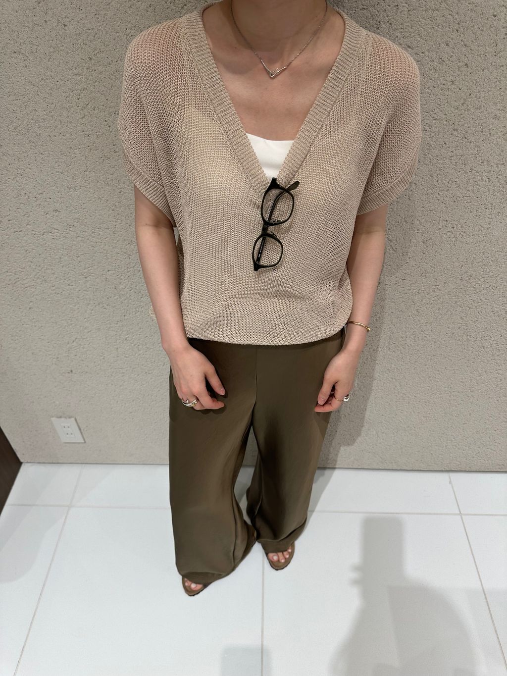 2WAY カタアゼ KNIT ベストのコーディネートスナップ（hina）｜Plage