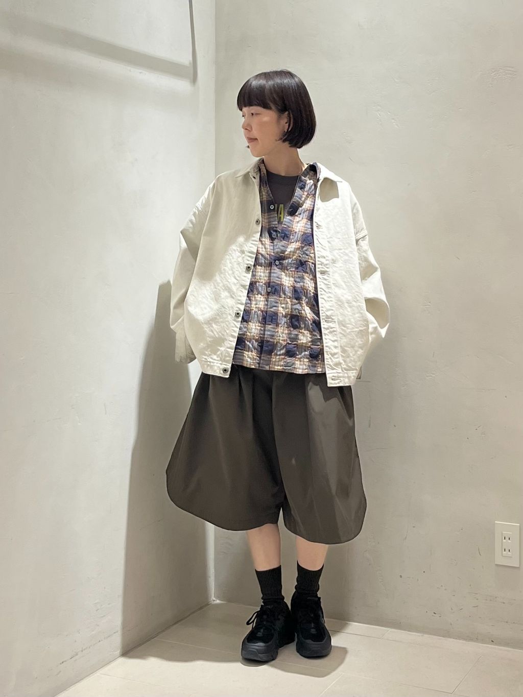 TCメモリーギャザーハーフパンツのコーディネートスナップ（K.M